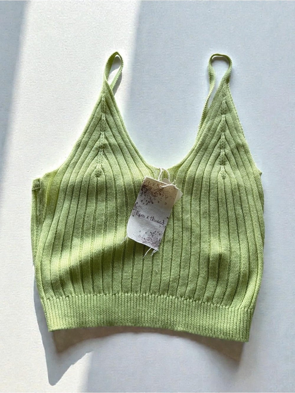 Hem & Thread Ribbed Knit Crop Tank Top Size M